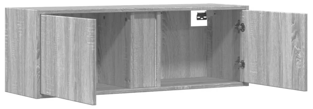 szürke sonoma színű fali TV-szekrény LED-ekkel 100 x 31 x 35 cm