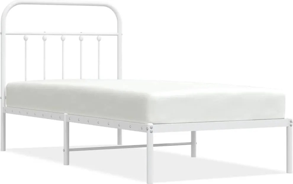 vidaXL fehér fém ágykeret fejtámlával 90x200 cm