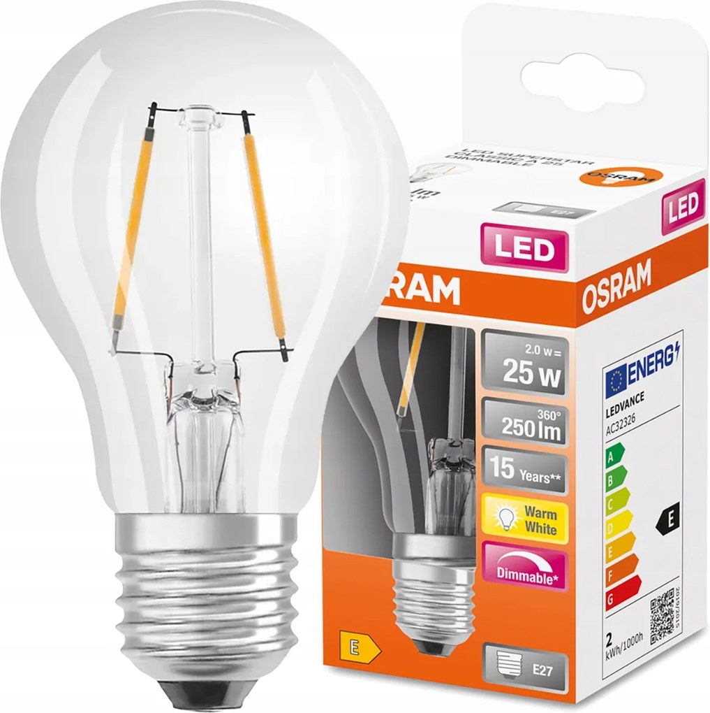 Led izzó E27 A60 2W 25W 2700K Tompítható Osram