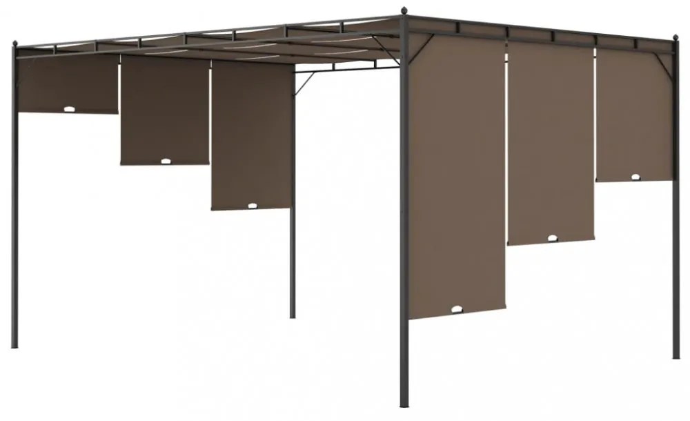 tópszínű kerti pavilon oldalfüggönnyel 4 x 3 x 2,25 m