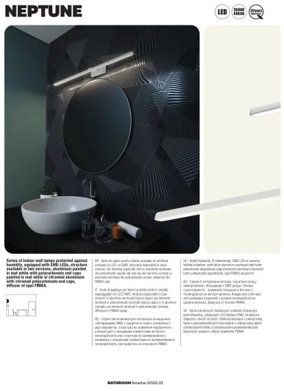 Redo 01-1672 - LED Fürdőszobai tükörmegvilágító NEPTUNE LED/12W/230V IP44