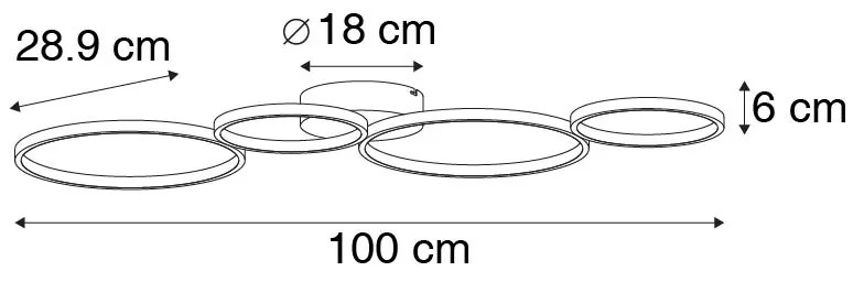 Fehér mennyezeti lámpa LED-del, 3 fokozatú fényerő-szabályozóval, 4 lámpás - Lupolo