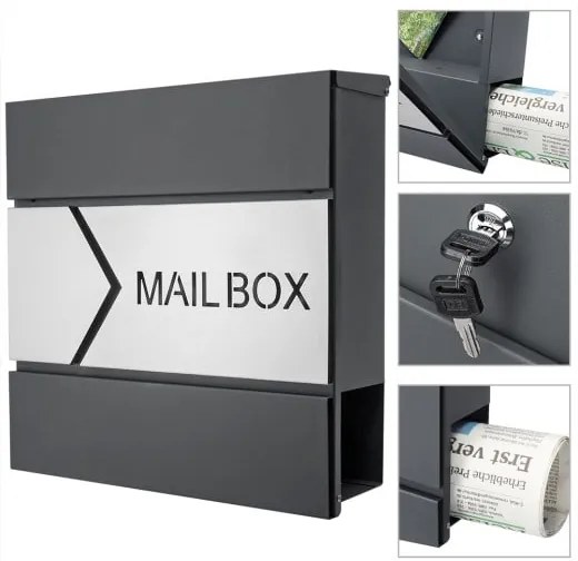 monzana® Postaláda 37x11x36,5 cm - antracit