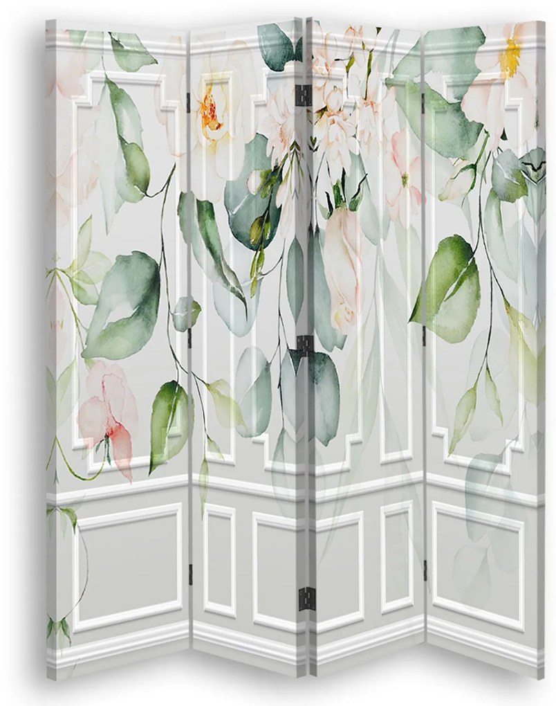 Gario Paraván Zöld levelek Méret: 145 x 170 cm, Kivitelezés: Klasszikus paraván