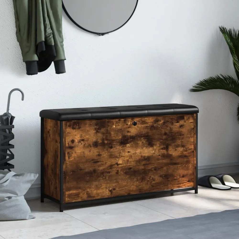 füstös tölgy színű cipőpad lehajtható fiókkal 102x32x56 cm