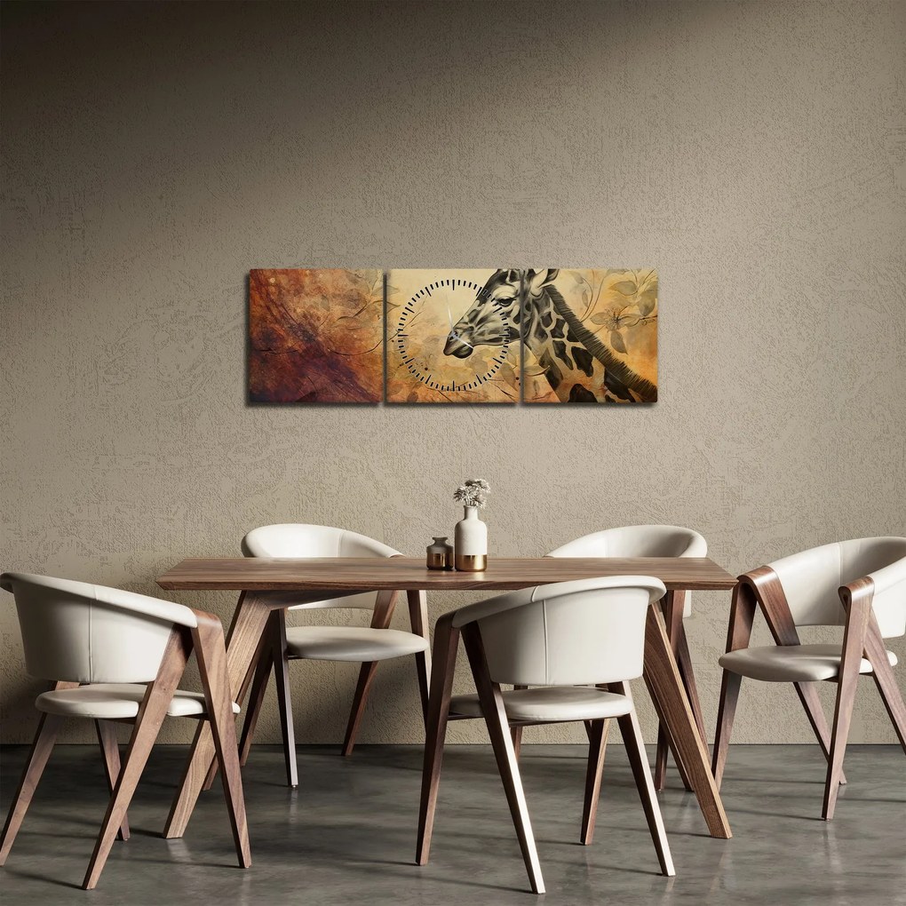 Kép - Zsiráf, festmény (órával) (90x30 cm)
