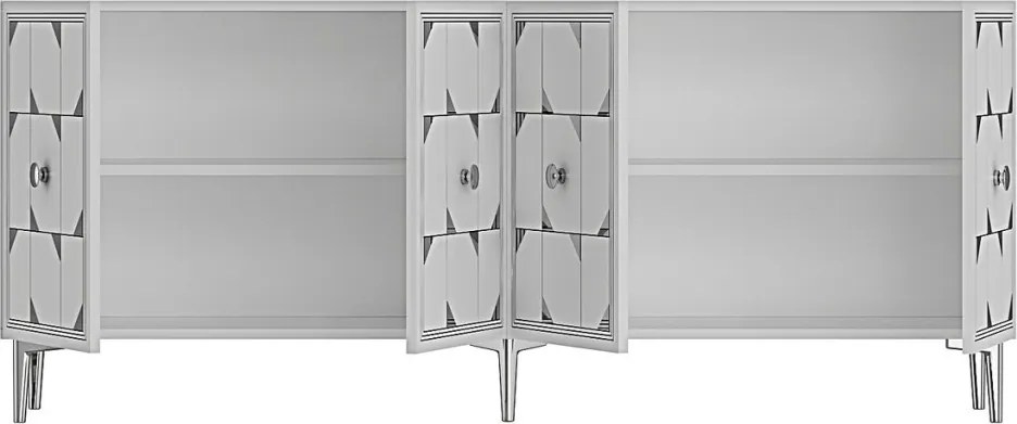 Moka komód, fehér-ezüst, 150 cm