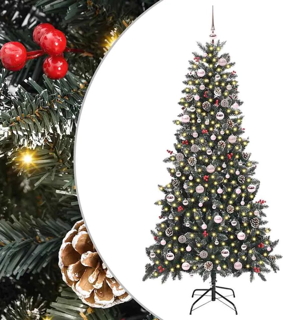 vidaXL Mű karácsonyfa 300 LED-del Zöld 240 cm PVC és Műanyag és Acél
