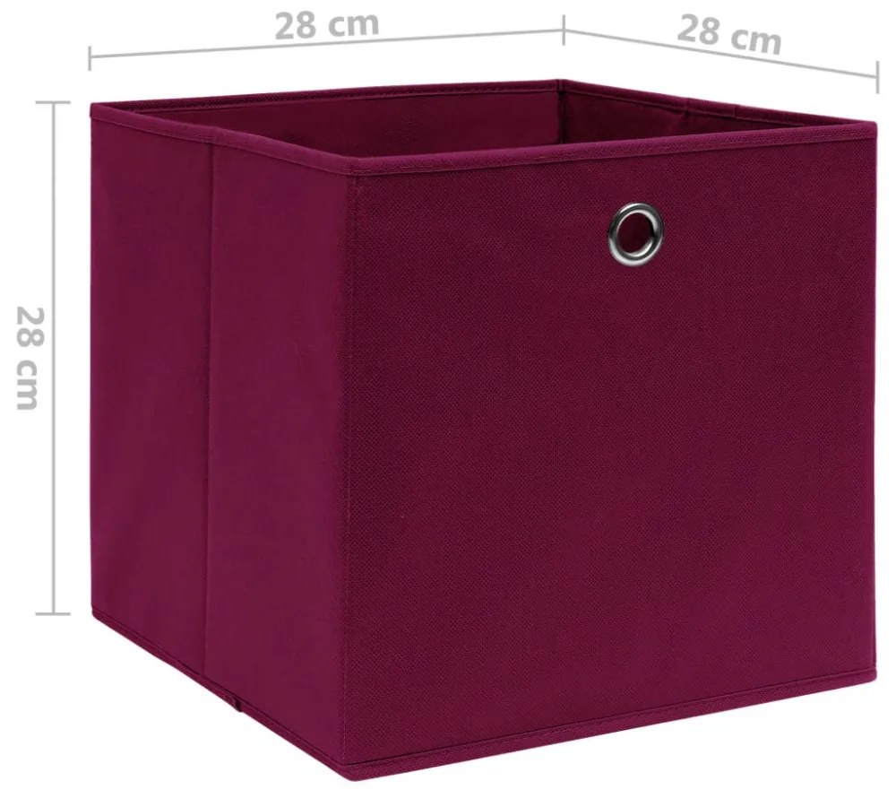 10 db sötétpiros nem szőtt szövet tárolódoboz 28 x 28 x 28 cm