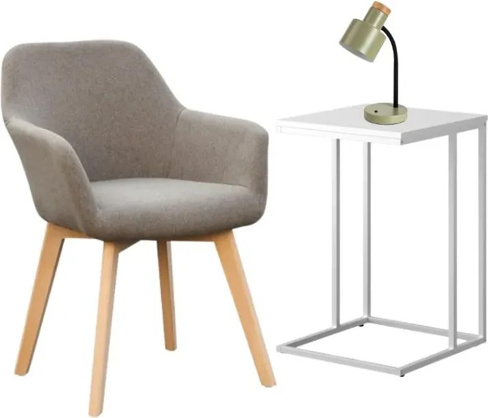 Home staging 3 részes szett - fotel asztali lámpa konzolasztal khaki zöld