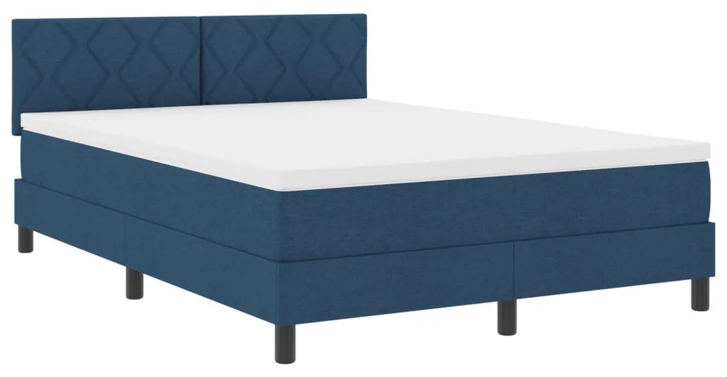 Boxspring Ágy Mattal Kék 140x200 cm Szövet