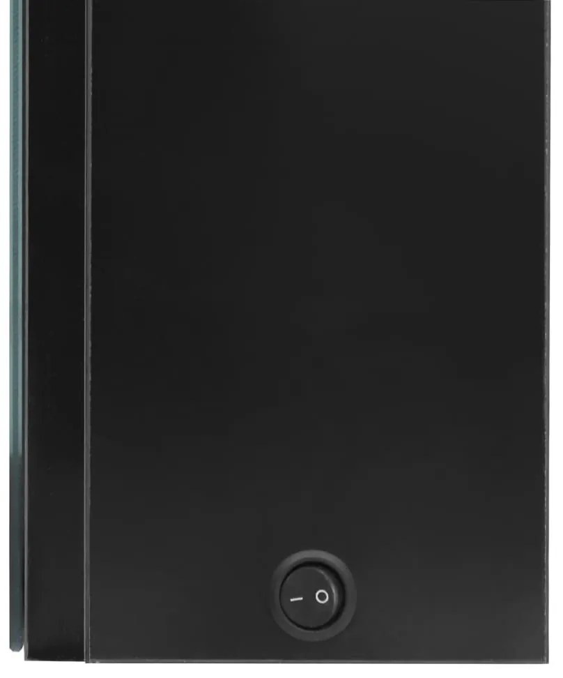 fényes fekete LED-es tükrös fürdőszobaszekrény 50 x 13 x 70 cm