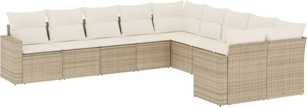 vidaXL 10 részes bézs polyrattan kerti ülőgarnitúra párnával