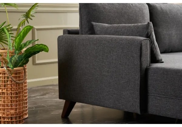 RIGA L-alakú sarokkanapé, antracit, balos kivitel