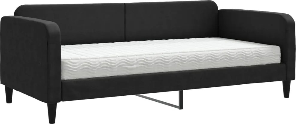 vidaXL fekete szövet kanapéágy matraccal 90 x 200 cm