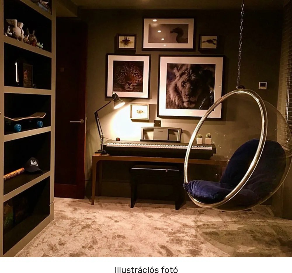 Függő fotel, átlátszó/arany/rózsaszín, BUBBLE NEW TYP 1