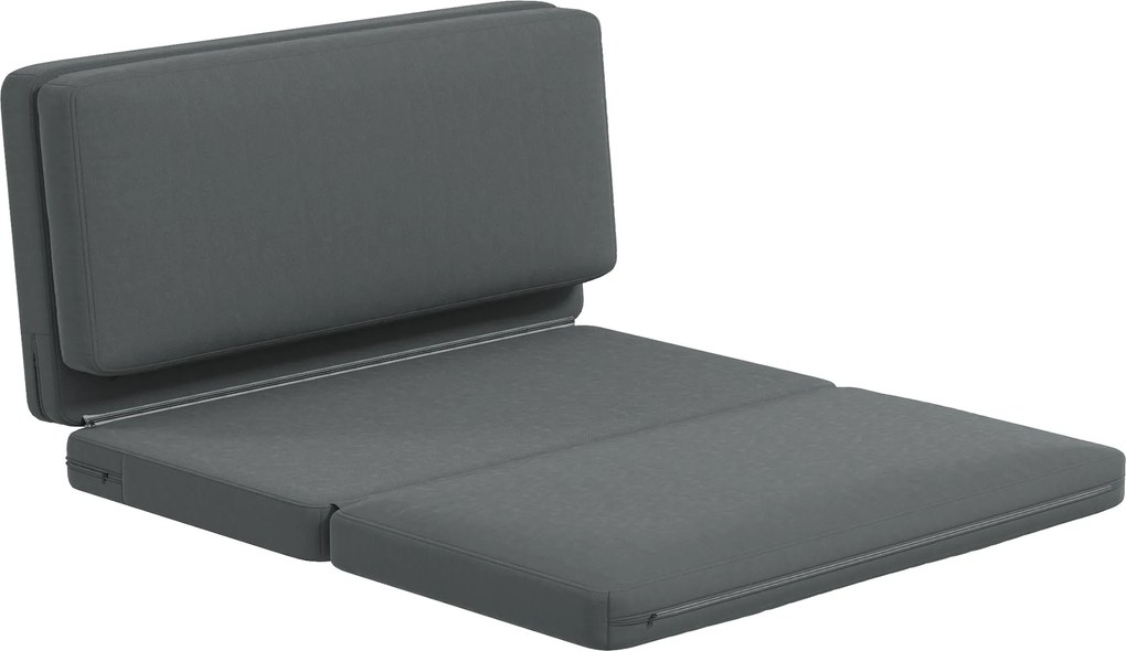 HOMCOM 3 az 1-ben Összecsukható Padló Kanapéágy Velúr-Szerű Huzattal, Párnázott Kanapéágy 240 kg Teherbírással, Hálószobába és Nappaliba, Sötétszürke