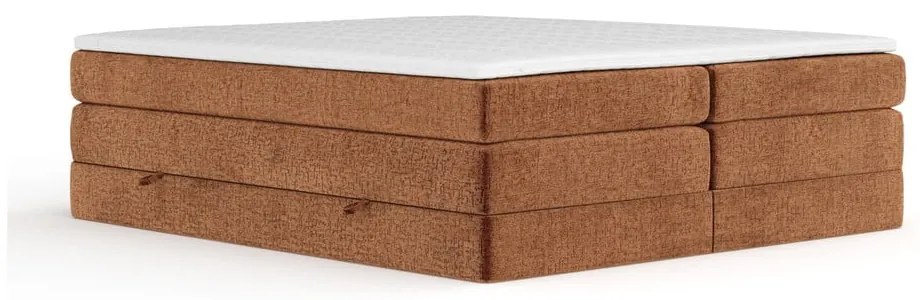 Narancssárga ágyneműtartós boxspring ágy ágytámla nélkül 200x200 cm Juniper – Maison de Rêve