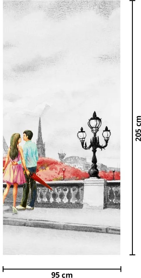 Fotótapéta ajtóra - Szerelmesek Párizsban (95x205cm)