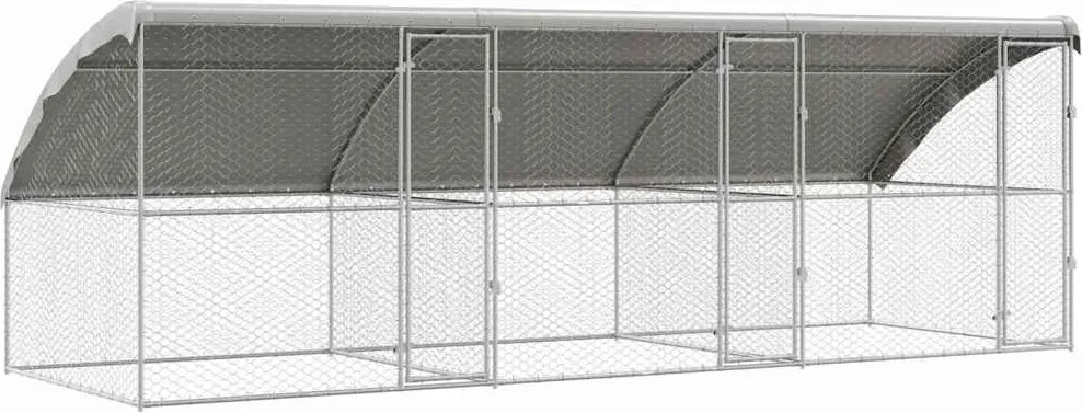vidaXL Kutyaház tárolóval 3 pcs Ezüst 6 x 2 x 2 m Horganyzott acél