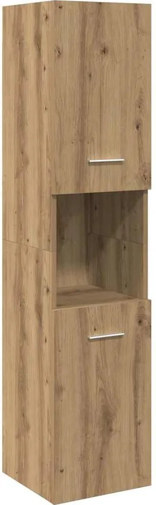 vidaXL kézműves tölgy szerelt fa függő fürdőszobaszekrény 30x30x130 cm