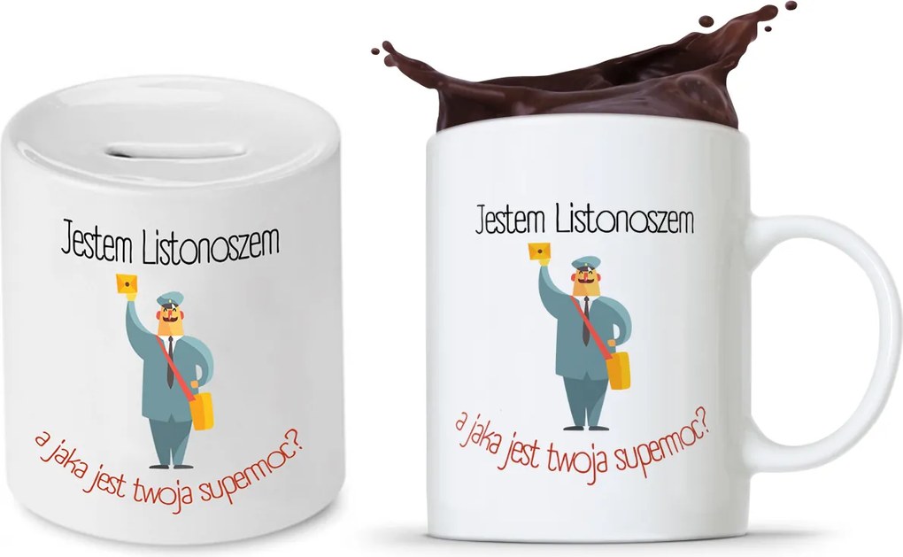 Postásnak Bögre Persely Szett Ajándék fényképes nyomtatással