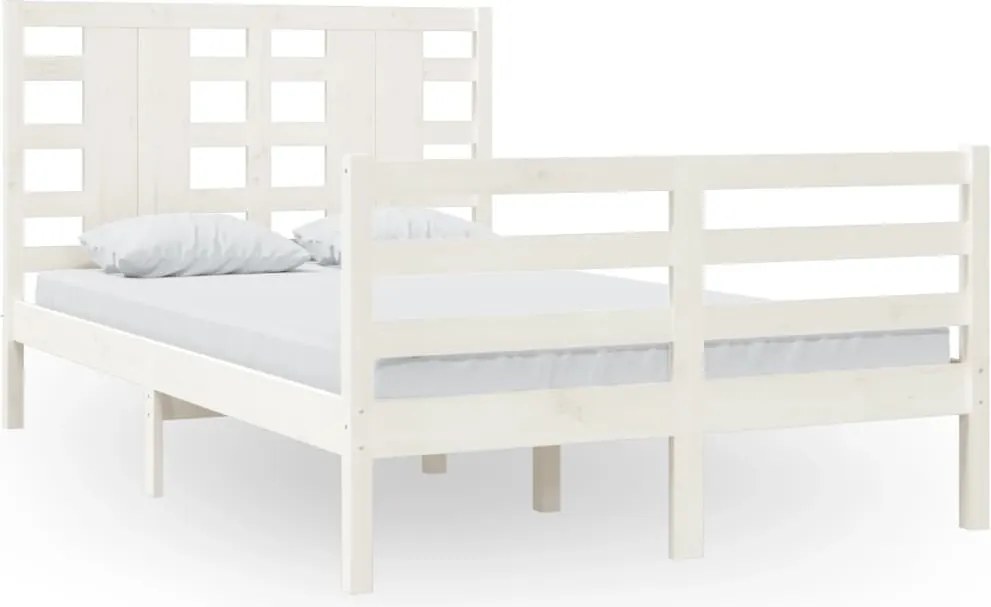 vidaXL fehér tömör fenyőfa ágy matrac nélkül 120 x 200 cm
