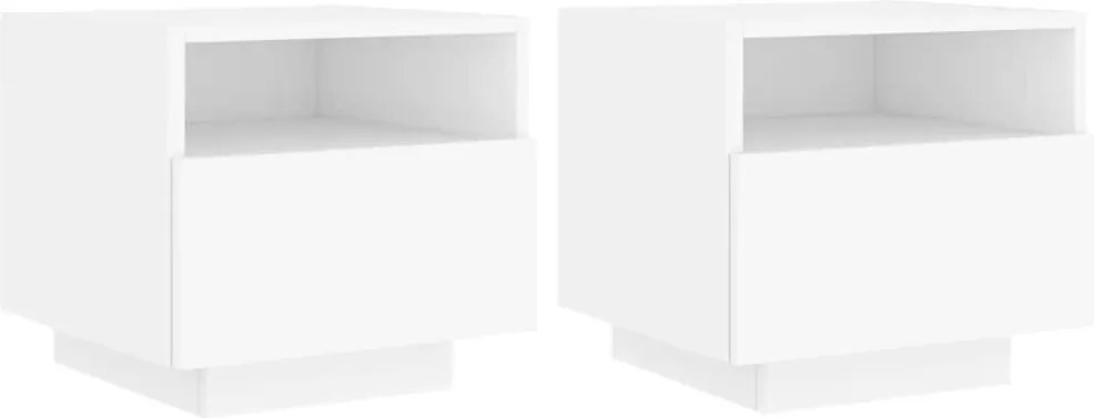 vidaXL 2 db fehér éjjeliszekrény LED-világítással 40 x 39 x 37 cm