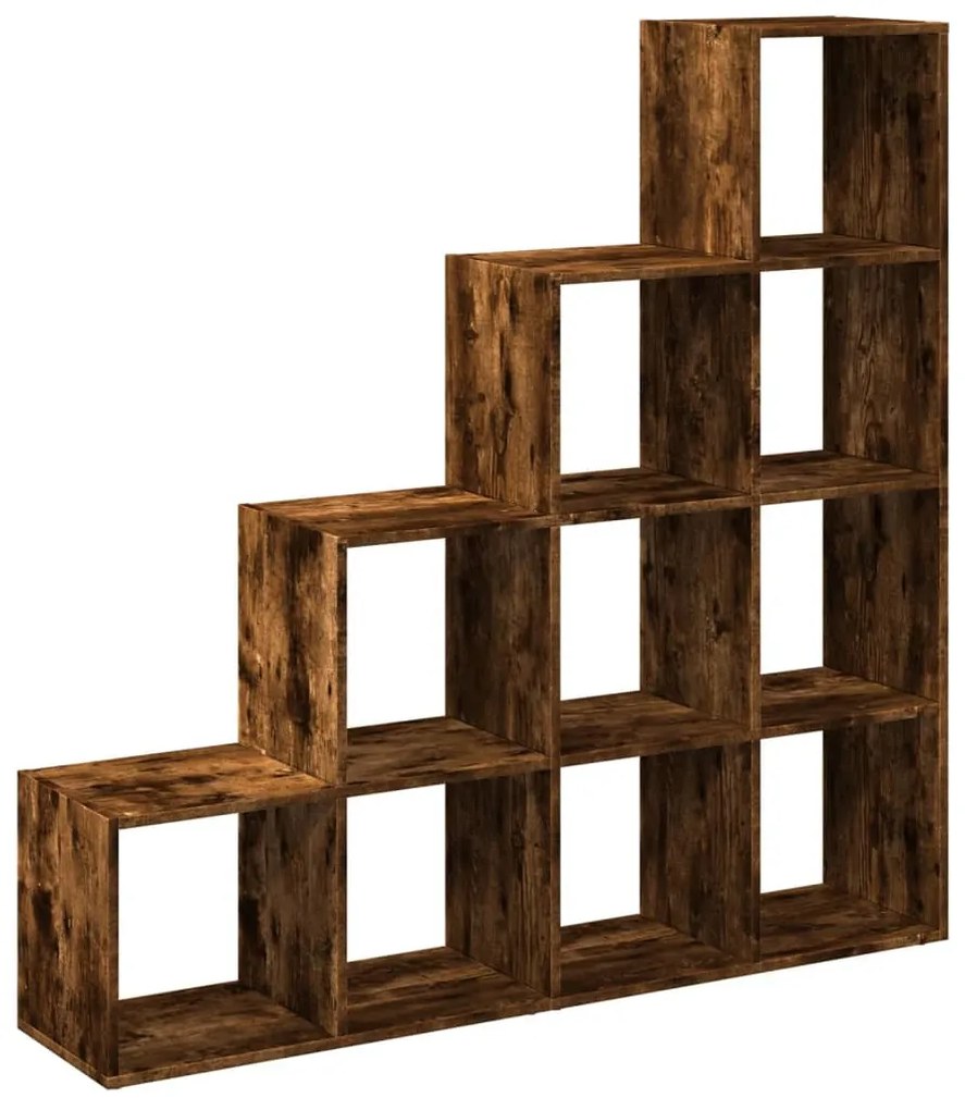 4 szintes füstös tölgy elválasztó könyvespolc 131,5x29x131,5 cm