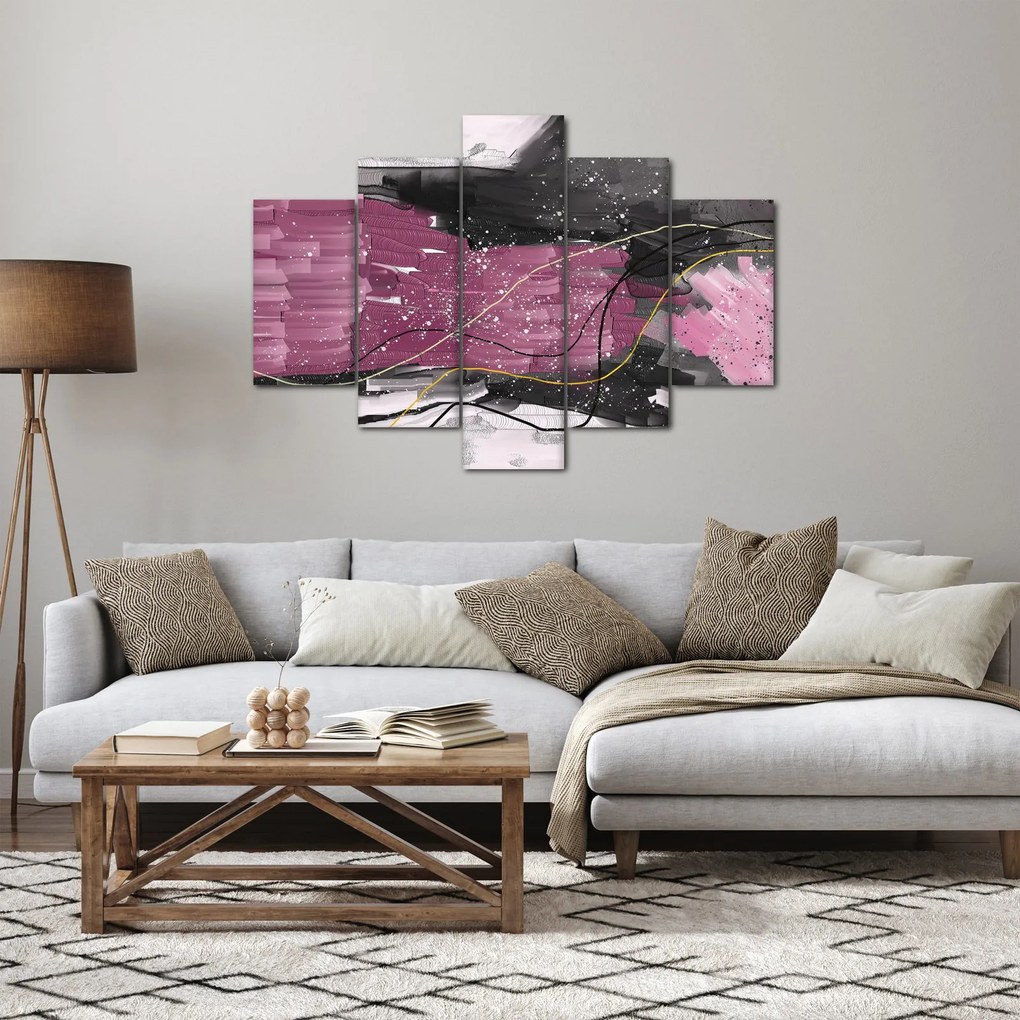 Kép - Rózsaszín-fekete absztrakció (150x105 cm)