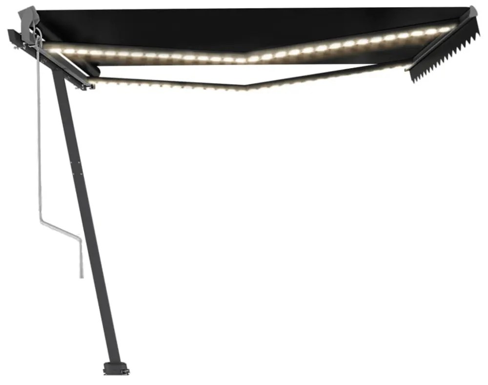 antracitszürke szélérzékelős és LED-es napellenző 400x300 cm
