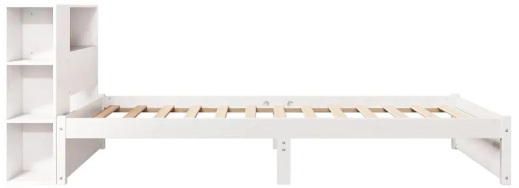 fehér tömör fenyőfa könyvespolcos ágy matrac nélkül 75 x 190 cm