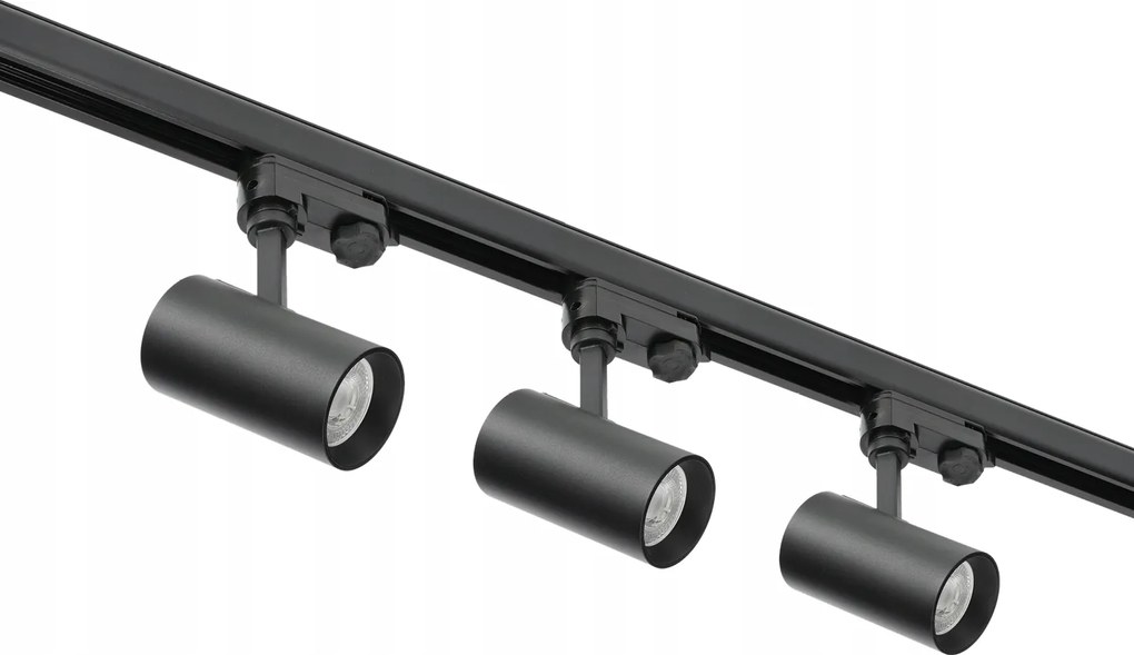 Sín szett 3 fázisú sín 1m, 3x Lámpa Fekete komplett szett