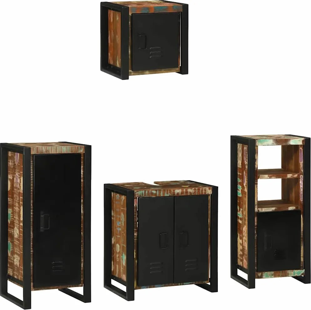 vidaXL Fürdőszoba bútor szett 4 pcs Szilárd Újrahasznosított Fa