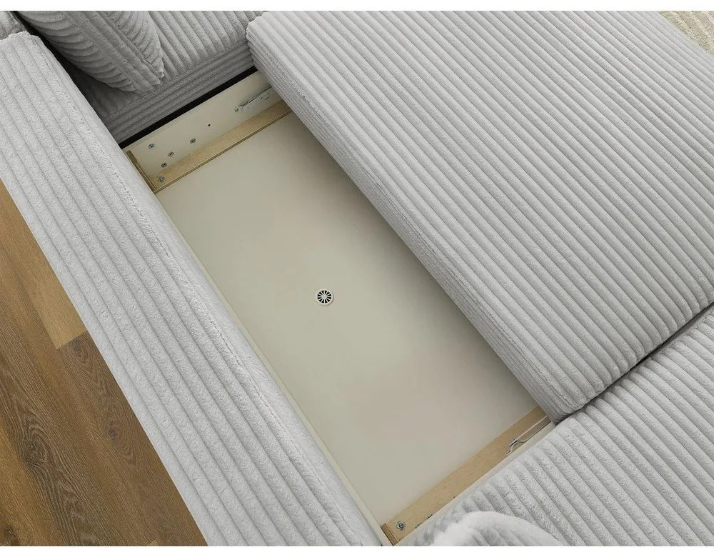 Világosszürke kordbársony kinyitható sarokkanapé (bal oldali-U alakú) Lucien – Bobochic Paris