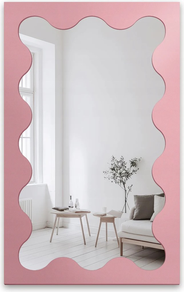 Blobs Prism fali tükör hullámos rózsaszín Mdf keretben 80x128