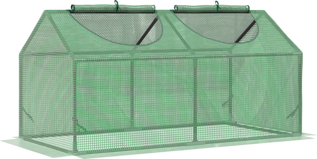 Outsunny Polietilén Üvegház Ablakkal - Zöld Paradicsomház Hidegkeret 120 x 60 x 60 cm | Aosom