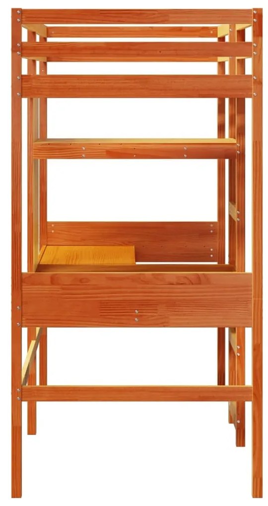 viaszbarna tömör fenyő galériaágy-keret matrac nélkül 75x190 cm