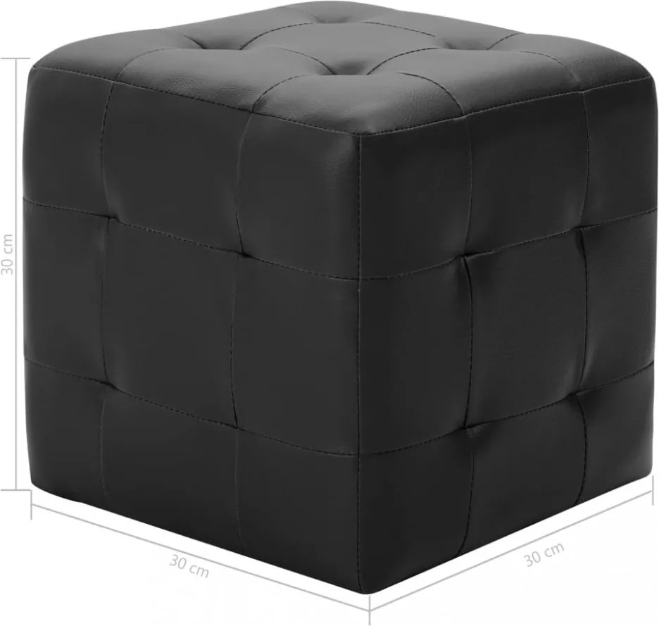 2 db fekete műbőr puff 30 x 30 x 30 cm