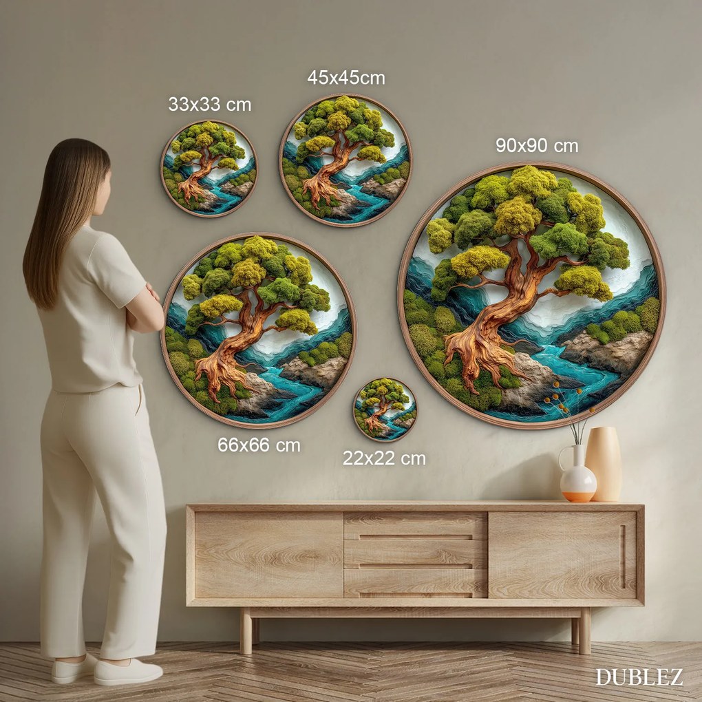 DUBLEZ | Falikép – Bonsai életfa fából | Prémium UV nyomtatás