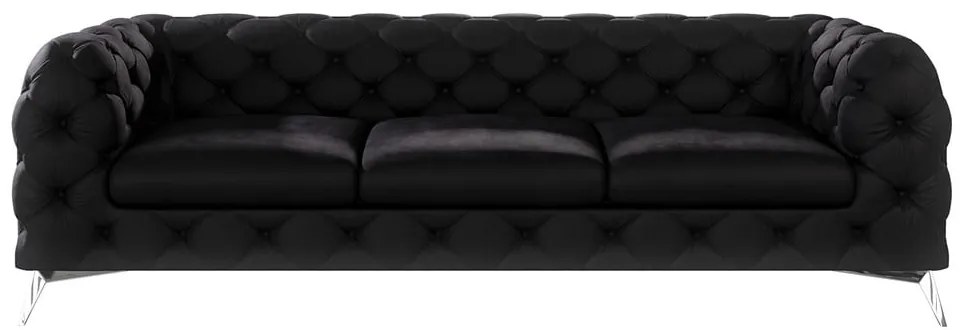 Fekete bársony kanapé 243 cm Chelsea – Ropez
