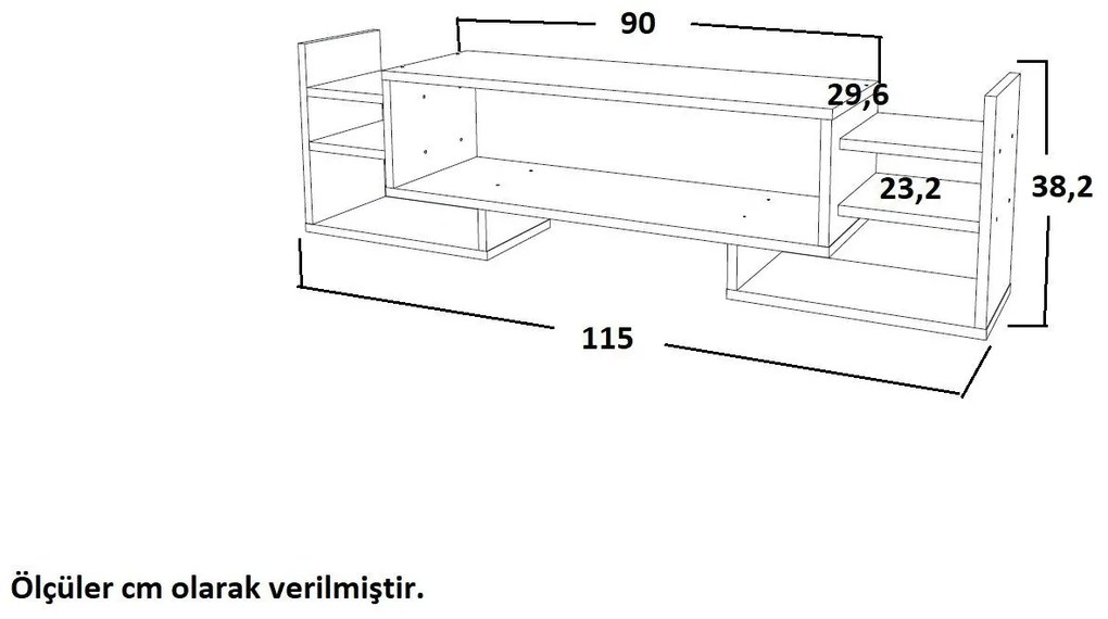 TV szekrény Sema - White, Walnut