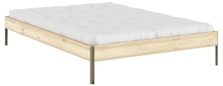 Natúr színű borovi fenyő franciaágy ágytámla nélkül, ágyráccsal 140x200 cm Core – Karup Design