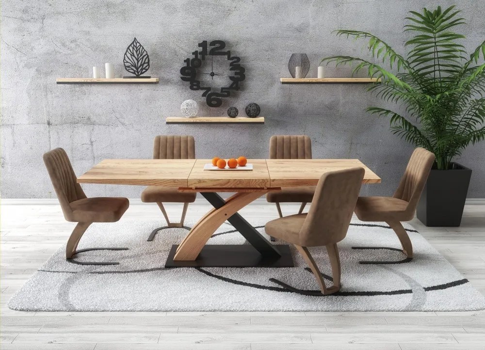 Sandor 3 Bővíthető Étkezőasztal 77x90x160-220cm aranytölgy / fekete