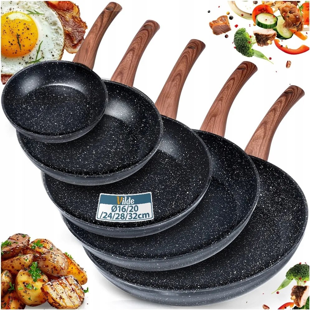 5 db-os Gránit serpenyő pároló serpenyő szett 16 20 24 28 32 cm