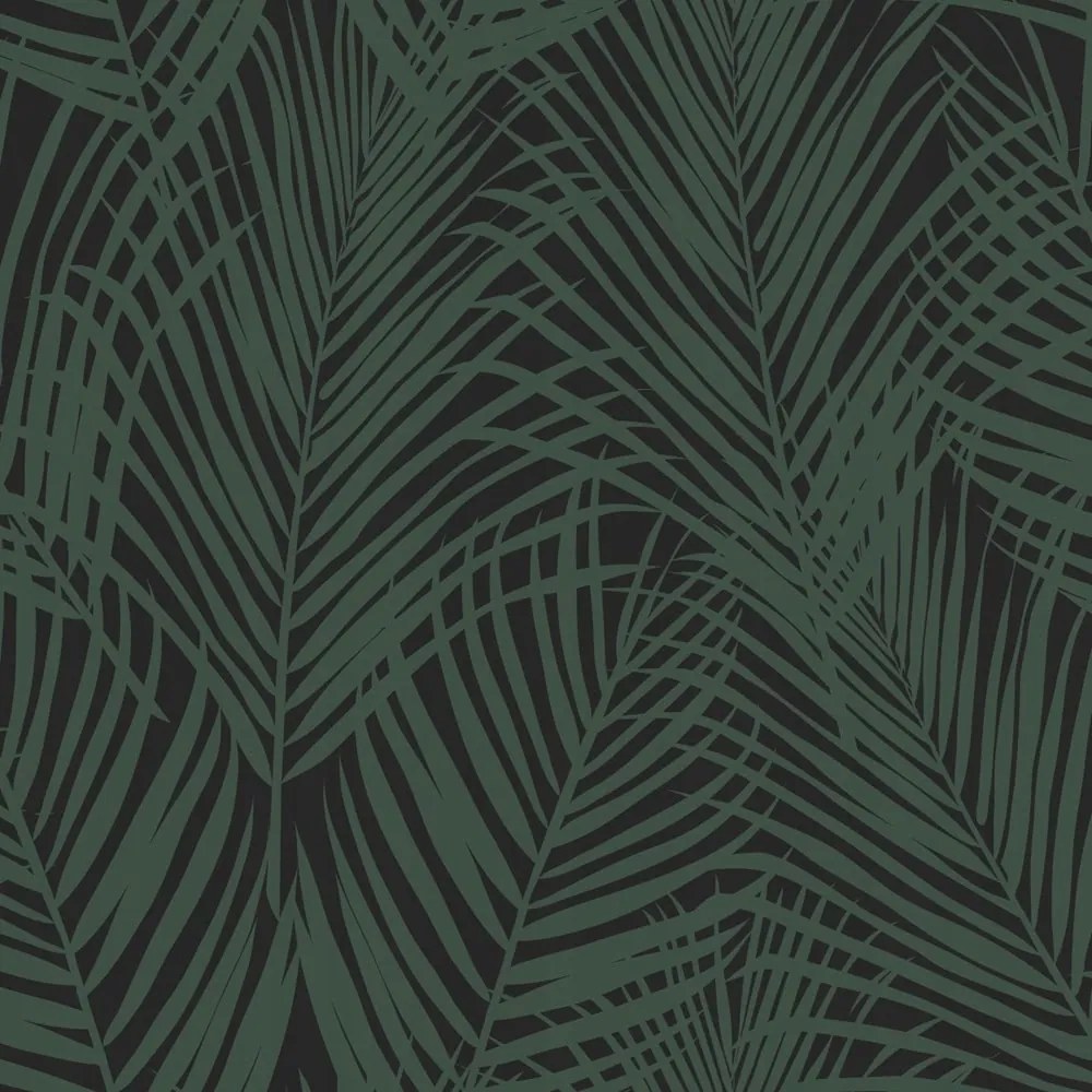 Flizelin tapéta zöld pálmalevelek divatos