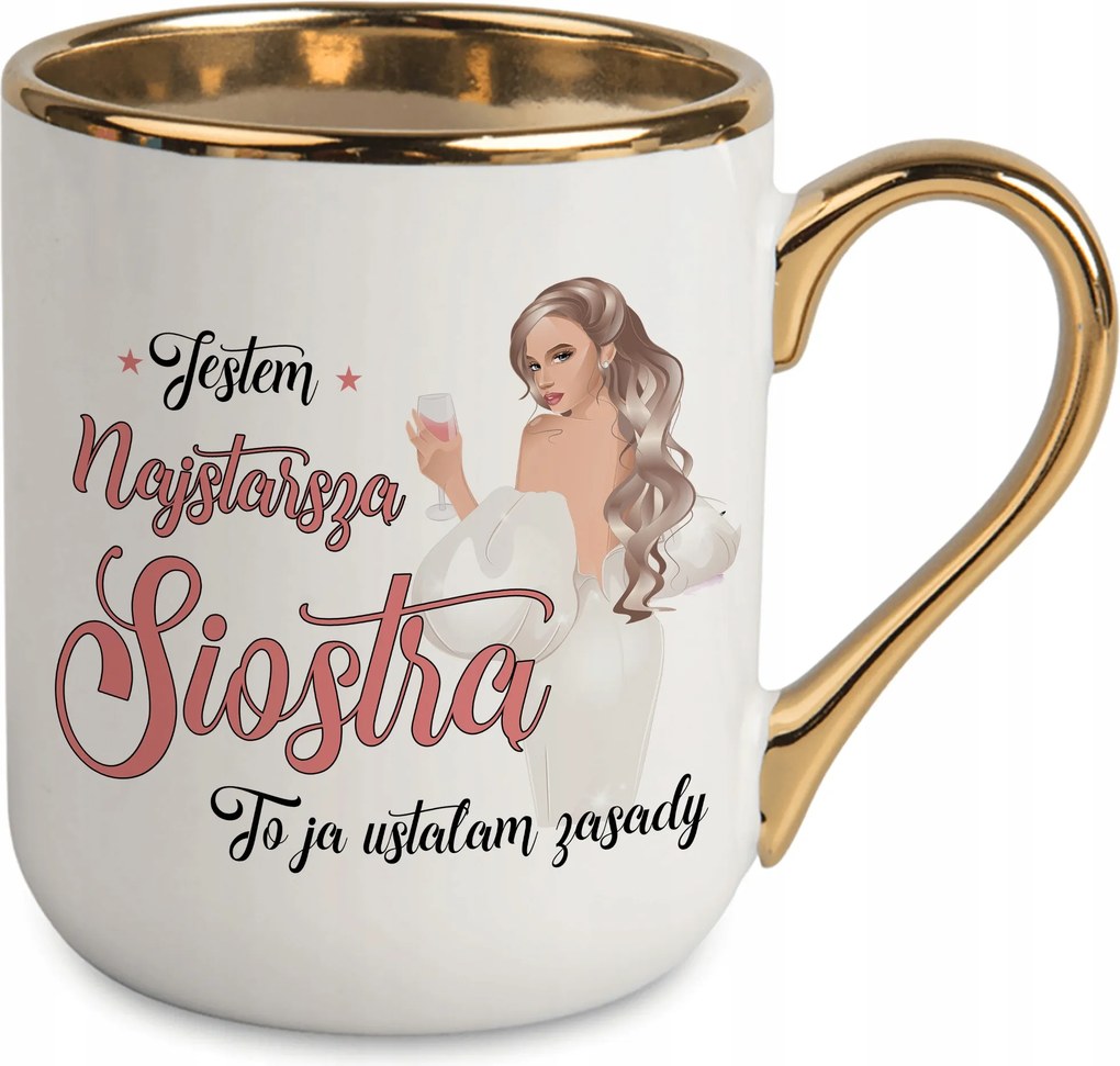 Bögre Elegáns Arany Rant Ajándék a legidősebb Nővérnek Szabályok Minták