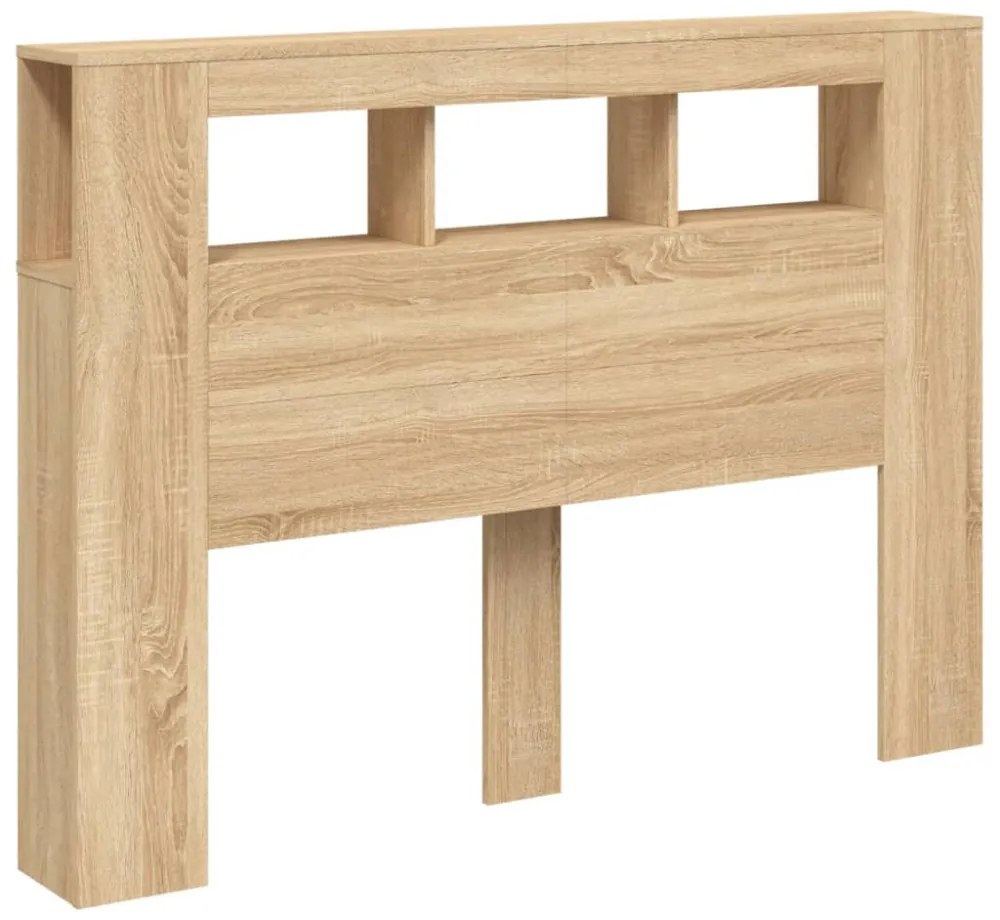 sonoma tölgy színű szerelt fa LED-es fejtámla 140x18,5x103,5 cm