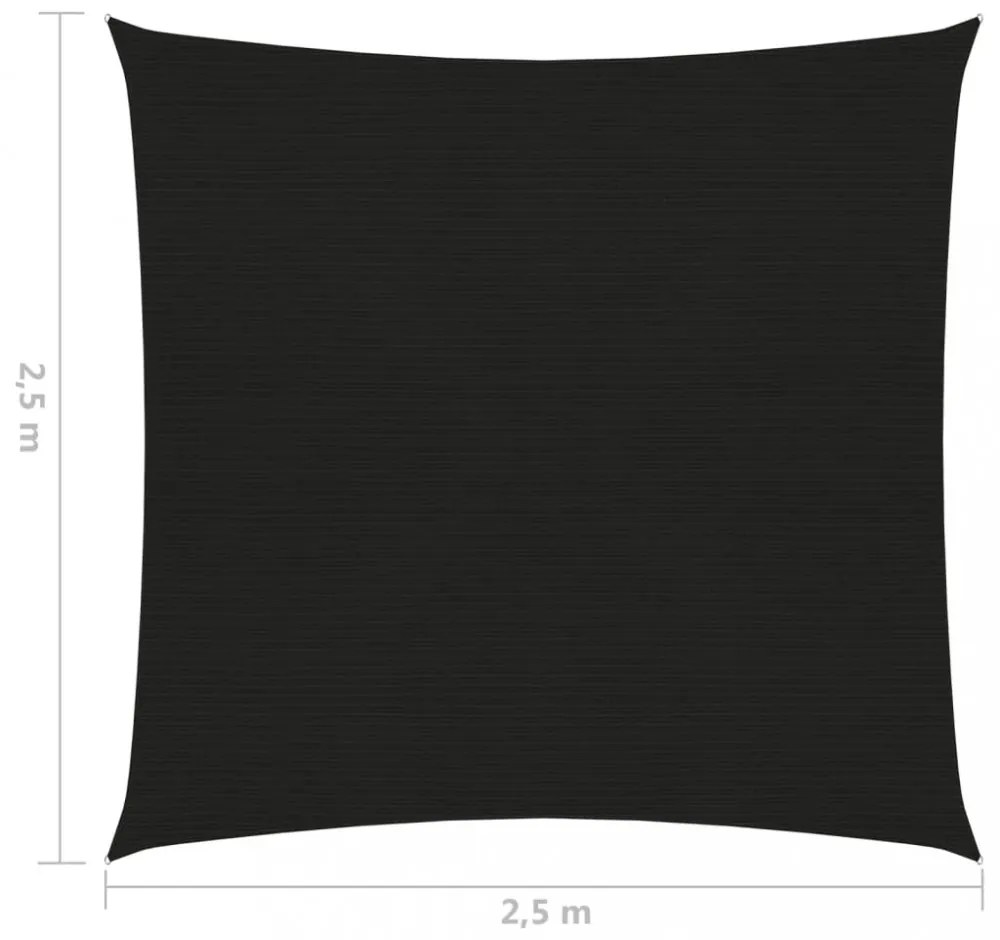 fekete HDPE napvitorla 160 g/m² 2,5 x 2,5 m