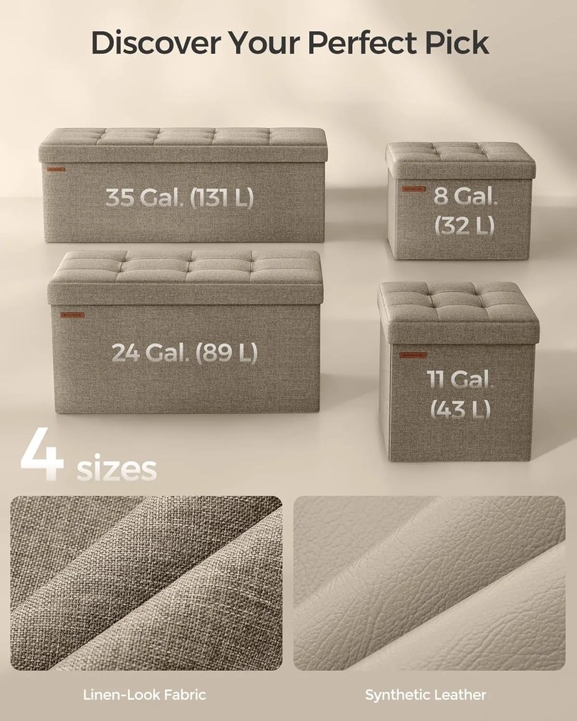 Tárolós ülőke, összecsukható pad, 38 × 110 × 38 cm, tevebarna színben